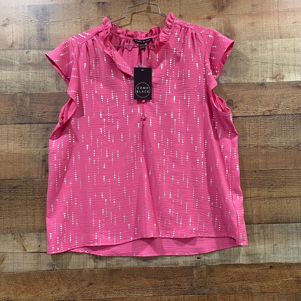 New With Tags COMO Black Pink Top Size XL